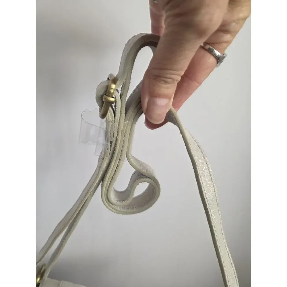 New Born Stonefield Leather Crossbody Bag Purse Winter White Gold Sheen